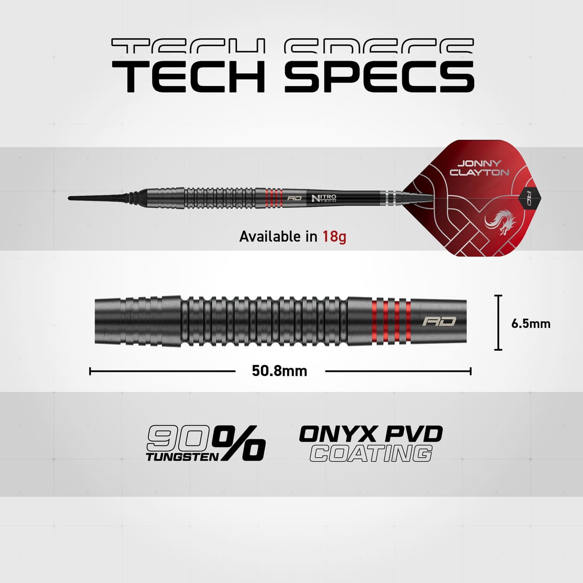 Red Dragon Jonny Clayton RD-ADV 90% Tungsten Soft Tip Darts-5-18 GRAM-Premier Darts