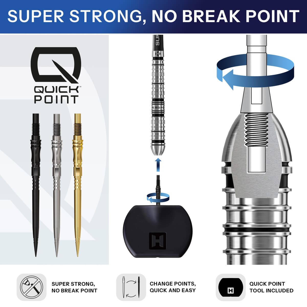Harrows Apex Axis Elite Series Quick Points-2-Black-30mm-Premier Darts