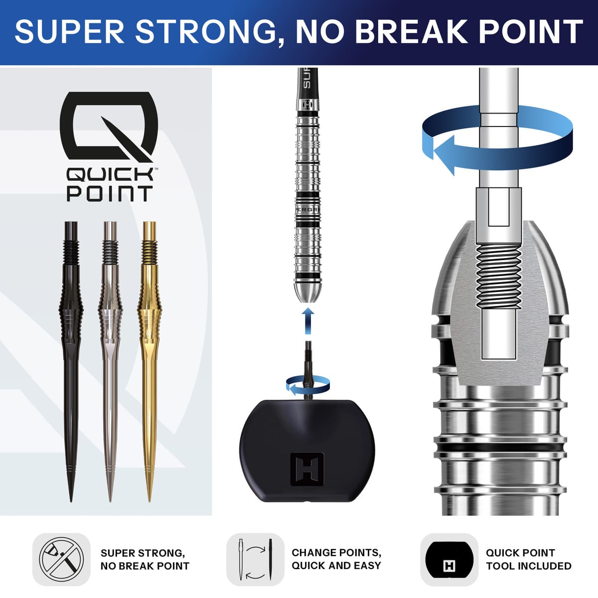 Harrows Spire Elite Series Quick Points-2-Black-30mm-Premier Darts