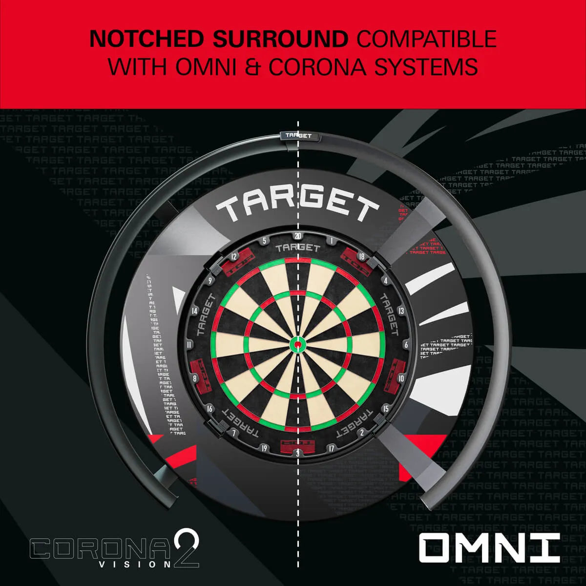 Target Darts Patterned Notched Surround-6-Black-Premier Darts