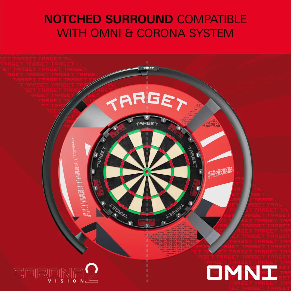 Target Darts Patterned Notched Surround-12-Black-Premier Darts