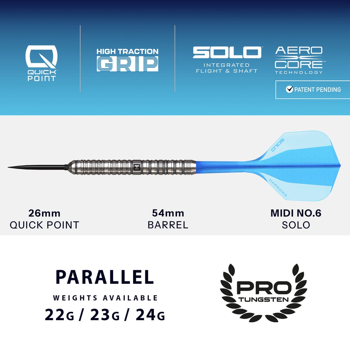 Harrows Flux QP Pro Tungsten Steel Tip Darts-4-22 GRAM-Premier Darts