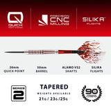 Harrows Damon Heta Series 2 QP 90% Tungsten Steel Tip Darts-4-21 GRAM-Premier Darts