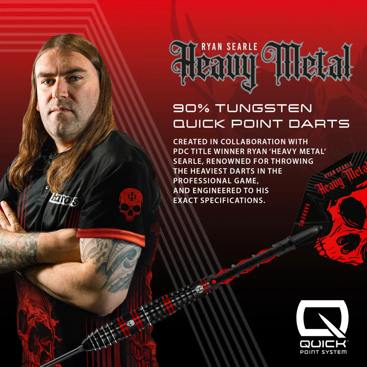Harrows Ryan Searle QP 90% Tungsten Steel Tip Darts-5-22 GRAM-Premier Darts
