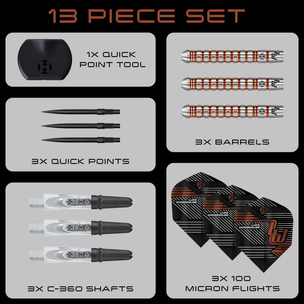 Harrows Luke Woodhouse Series 2 QP 90% Tungsten Steel Tip Darts-7-21 GRAM-Premier Darts