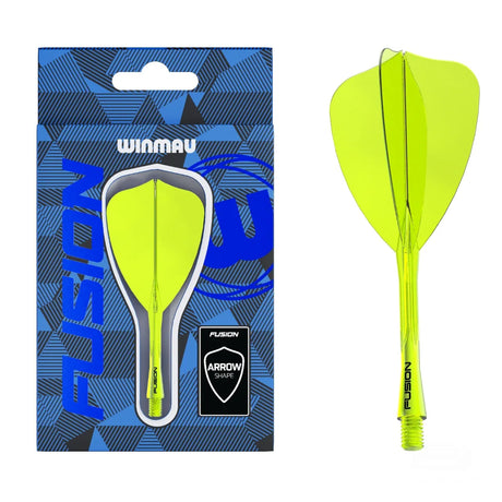 Winmau Fusion Arrow Integrated Flight System-12-Neon Yellow-Short-Premier Darts