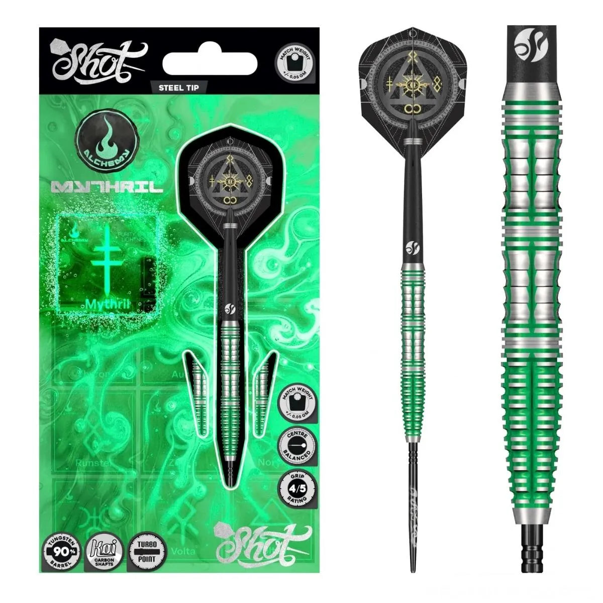 Shot Alchemy Mythril TP 90% Tungsten Steel Tip Darts-1-23 GRAM-Premier Darts