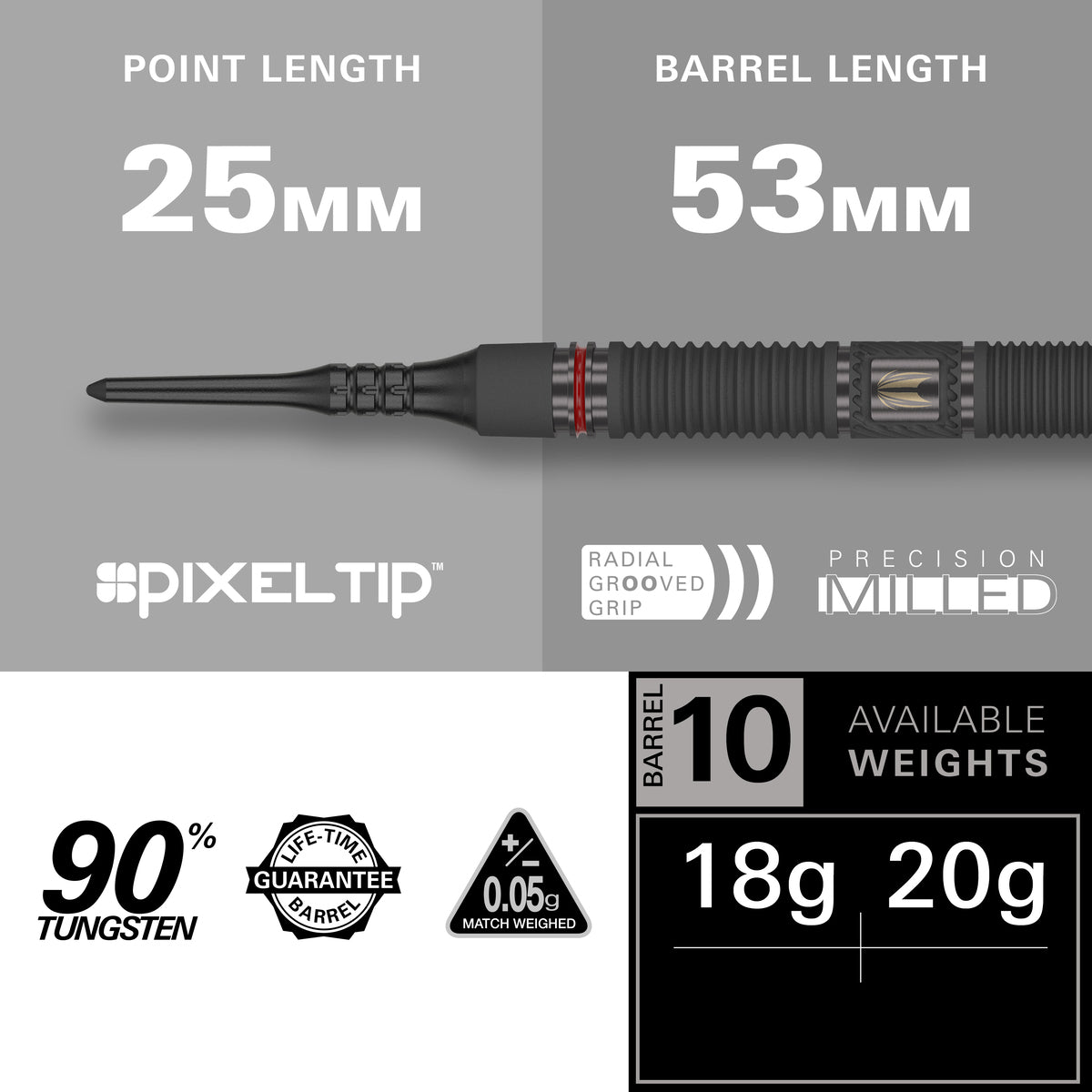 Target Darts Scope 10 90% Tungsten Soft Tip Darts