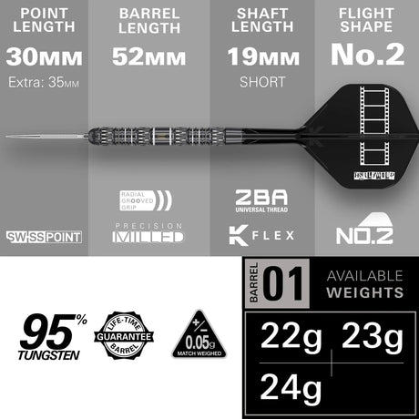 Target Darts Chris Dobey 95K 95% Tungsten Steel Tip Darts-Darts-5-Premier Darts