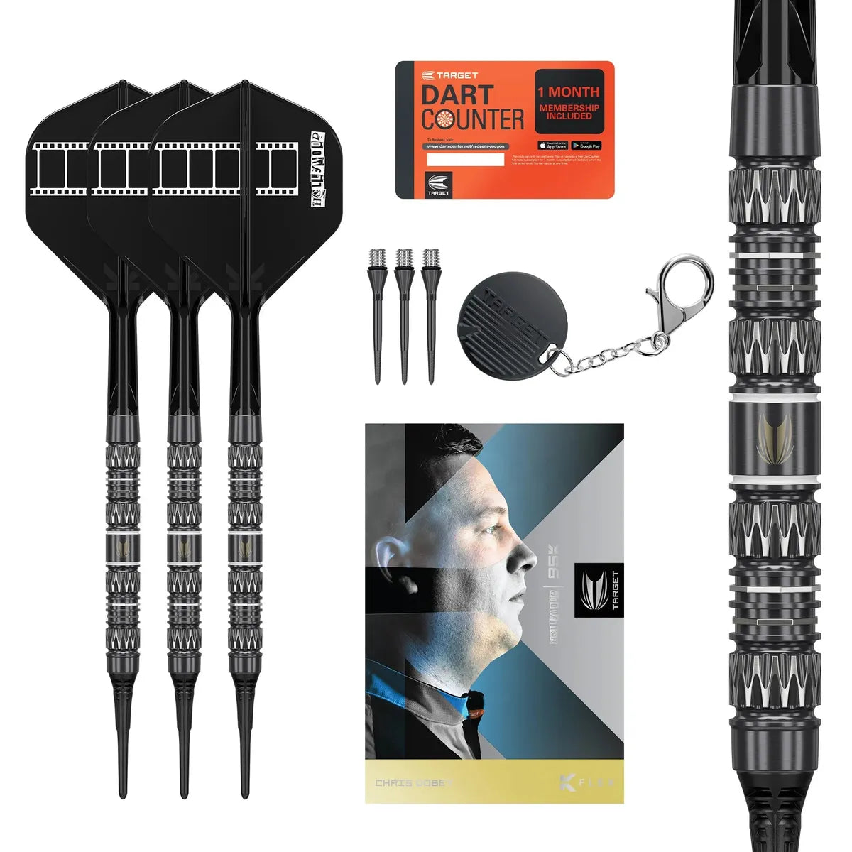 Target Darts Chris Dobey 95K 95% Tungsten Soft Tip Darts-3-18 GRAM-Premier Darts