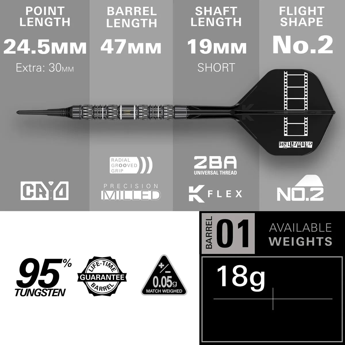 Target Darts Chris Dobey 95K 95% Tungsten Soft Tip Darts-5-18 GRAM-Premier Darts