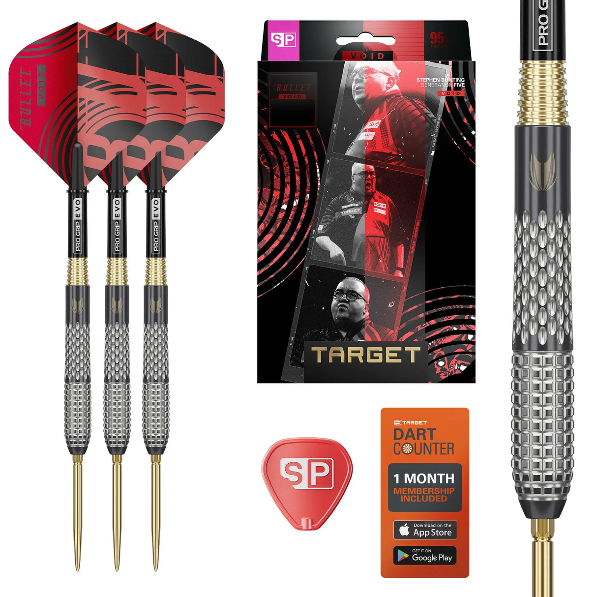 Target Darts Stephen Bunting G5 Void SP 95% Tungsten Steel Tip Darts-3-18 GRAM-Premier Darts