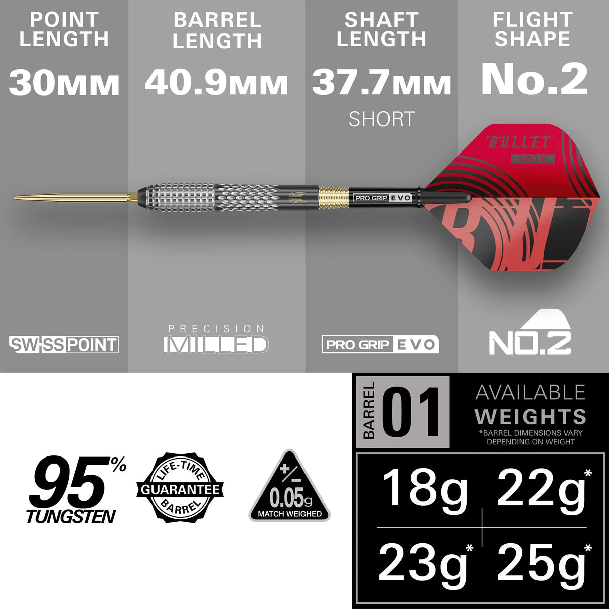 Target Darts Stephen Bunting G5 Void SP 95% Tungsten Steel Tip Darts-5-18 GRAM-Premier Darts