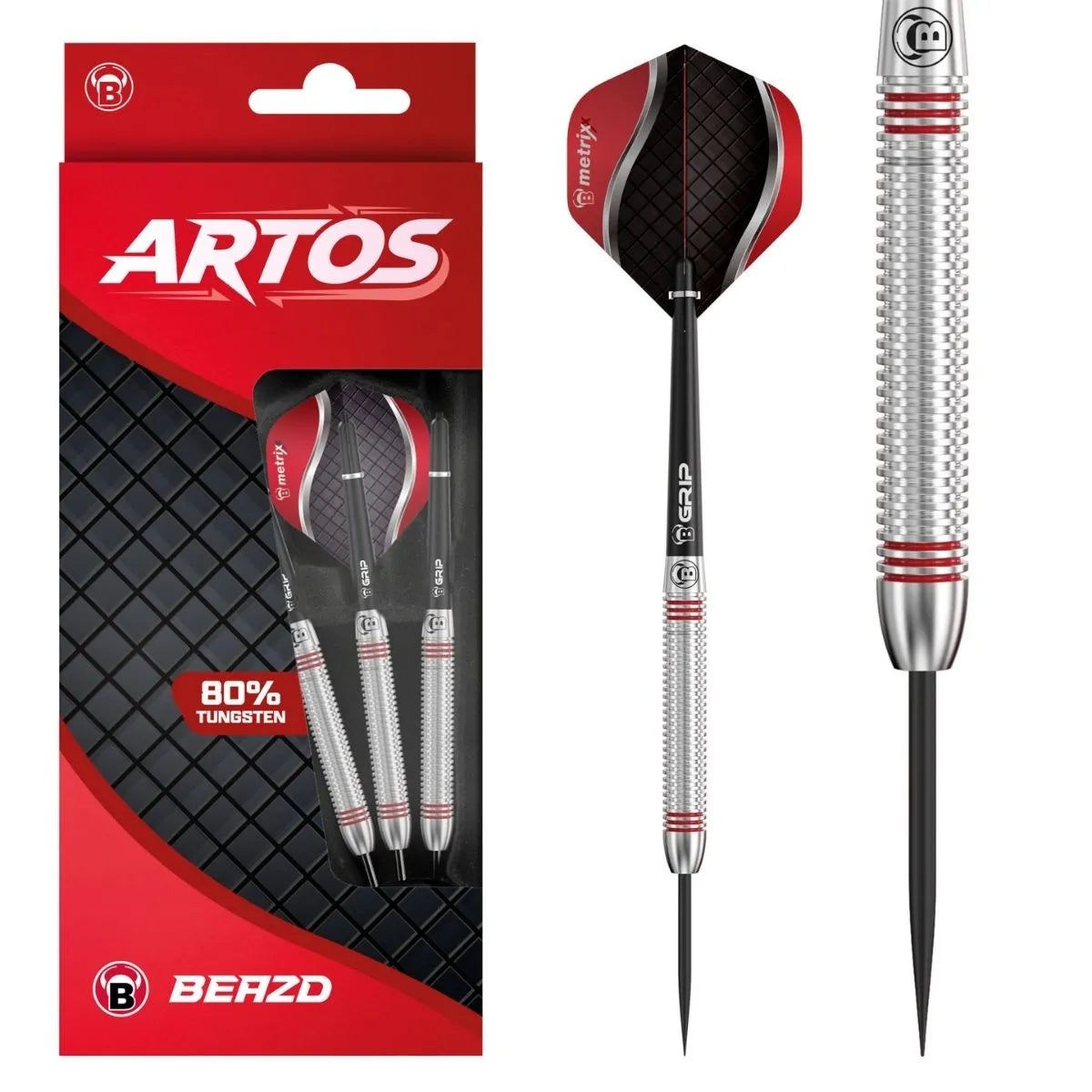 BEAZD Artos AR3 Red 80% Tungsten Steel Tip Darts-1-22 GRAM-Premier Darts
