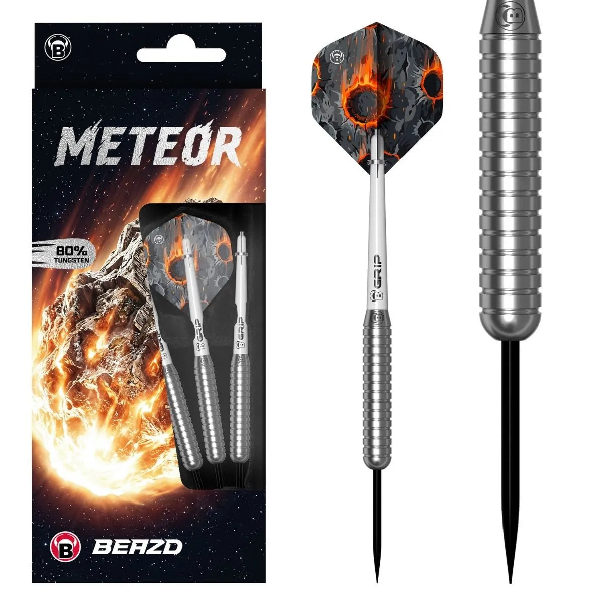 BEAZD Meteor 80% Tungsten Steel Tip Darts - MT12 - Ringed-1-28g-Premier Darts