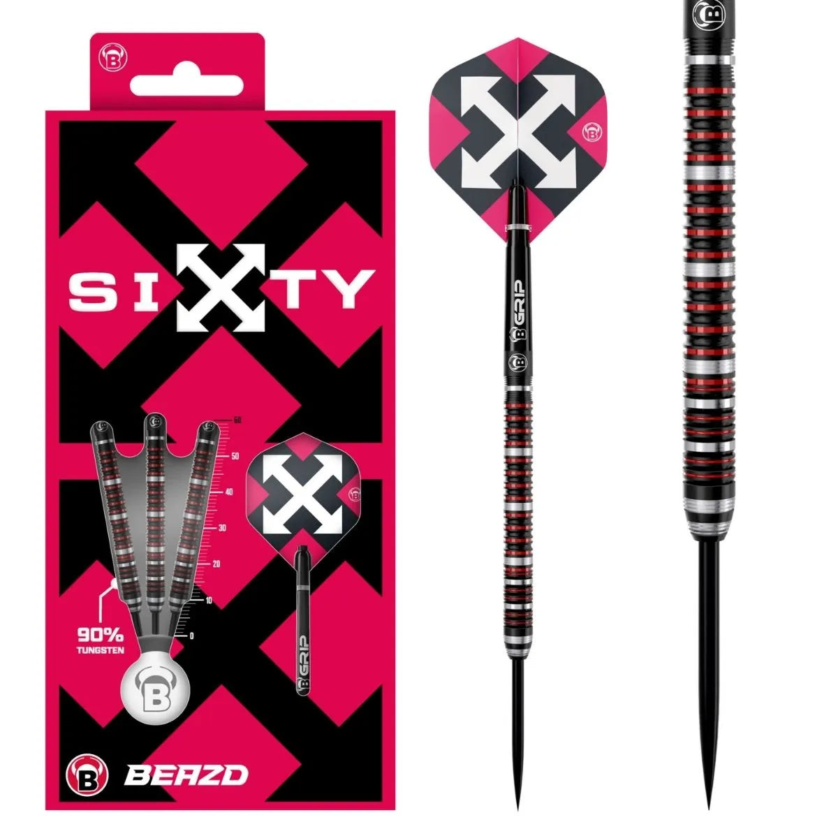 BEAZD Sixty S2 90% Tungsten Steel Tip Darts-1-21 GRAM-Premier Darts