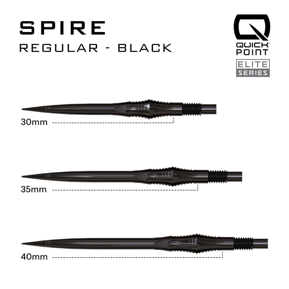 Harrows Spire Elite Series Quick Points-9-Black-30mm-Premier Darts