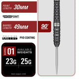 Target Japan Black Marque Eclipse 90% Tungsten Steel Tip Darts-6-23 GRAM-Premier Darts
