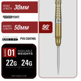 Target Japan Black Marque Enzo 90% Tungsten Steel Tip Darts-6-22 GRAM-Premier Darts
