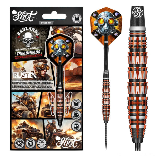 Shot Badlands Rustin 90% Tungsten Steel Tip Darts-1-23 GRAM-Premier Darts