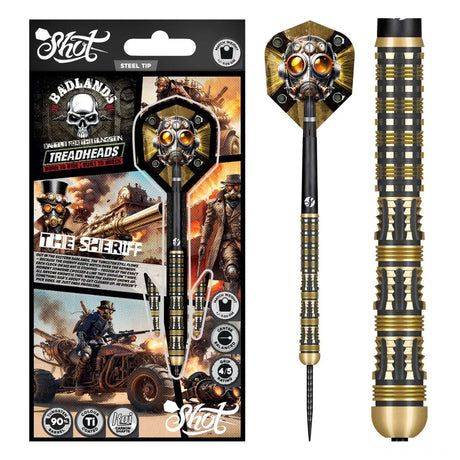 Shot Badlands Sheriff 90% Tungsten Steel Tip Darts-1-23 GRAM-Premier Darts