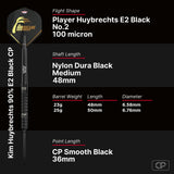 Bull's NL Kim Huybrechts E2 Black CP 90% Tungsten Steel Tip Darts-5-23 GRAM-Premier Darts