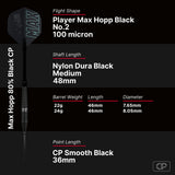Bull's NL Max Hopp Black CP 80% Tungsten Steel Tip Darts-6-22 GRAM-Premier Darts