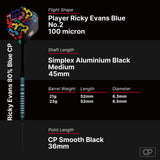Bull's NL Ricky Evans Blue CP 80% Tungsten Steel Tip Darts-6-21 GRAM-Premier Darts