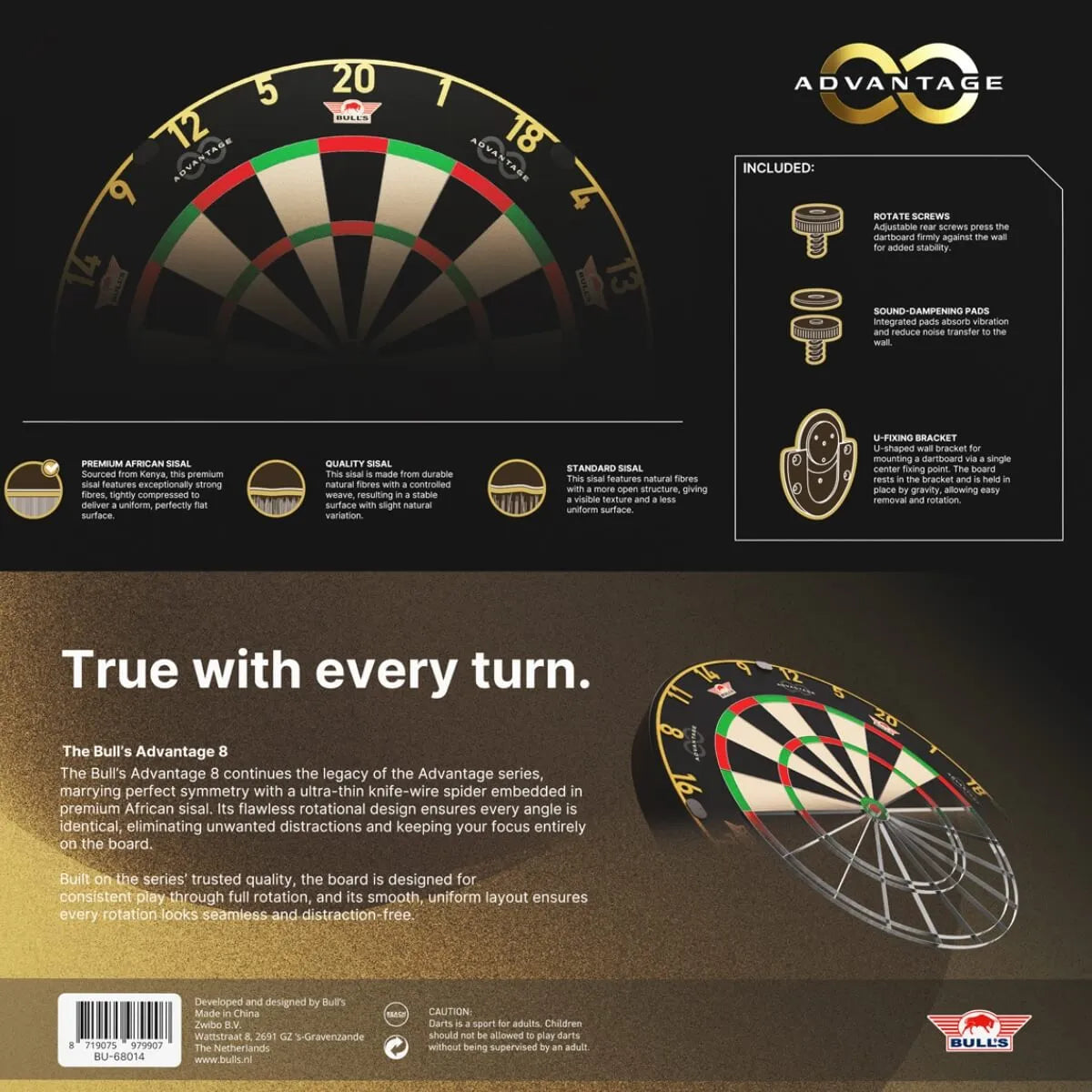 Bull's NL Advantage 8 Professional Dartboard-3-Premier Darts