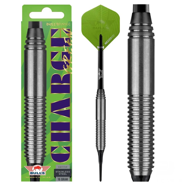Bull's NL Charge Green Stainless Soft Tip Darts-1-18 GRAM-Premier Darts