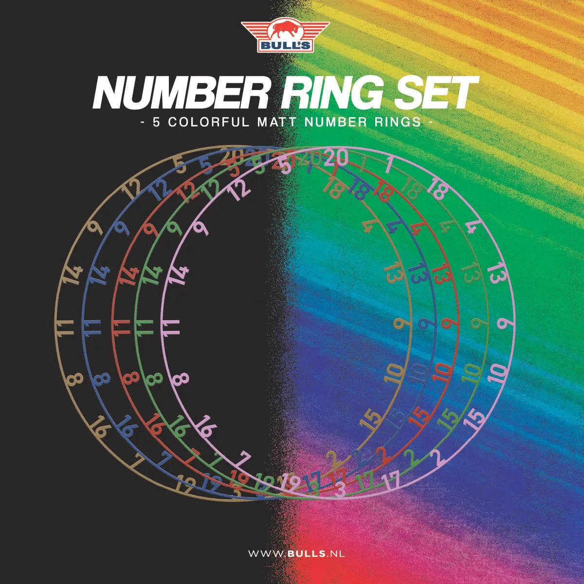 Bull's NL Colourful Matt Number Ring Set (Set of 5)