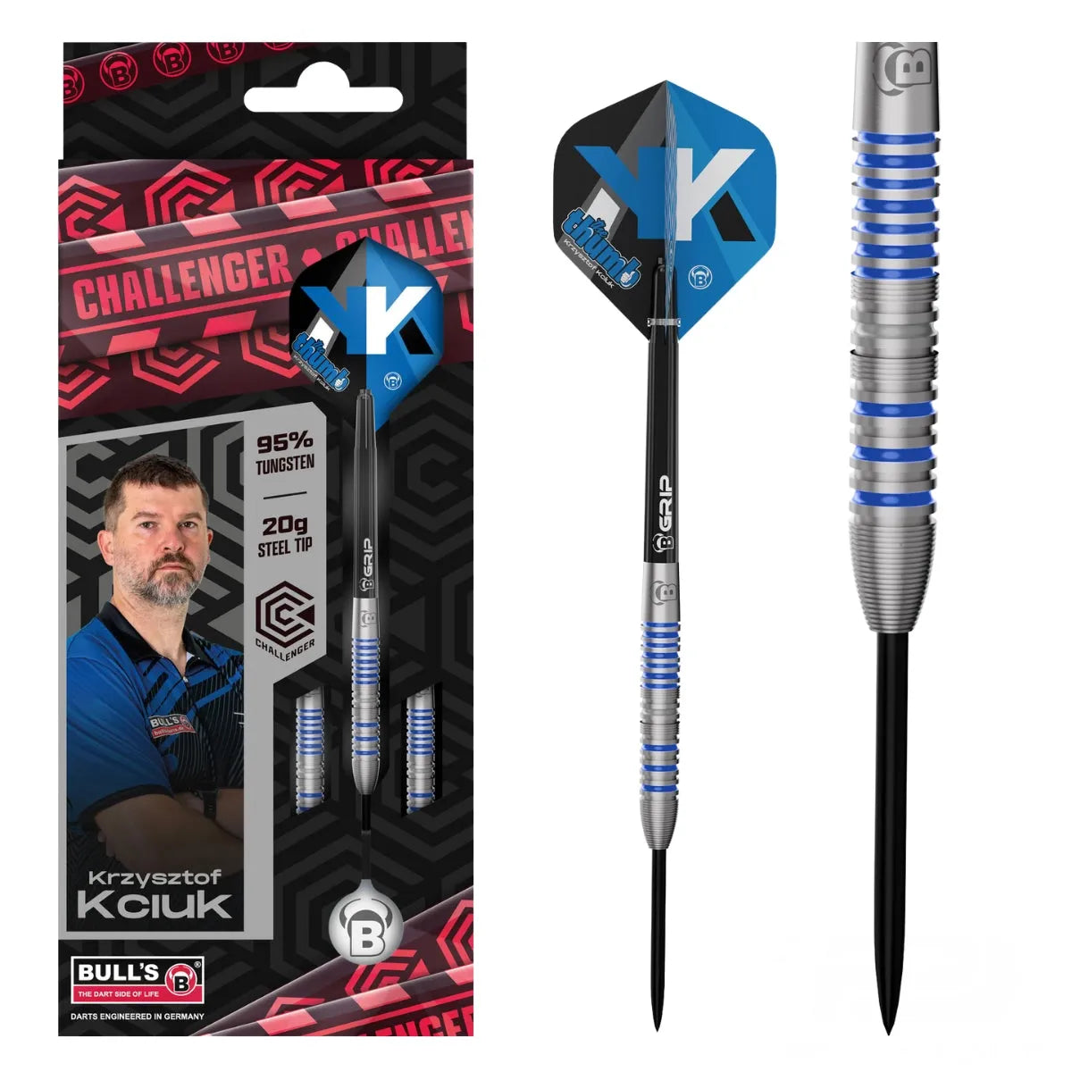 Bull's DE Challenger Krzysztof Kciuk 95% Tungsten Steel Tip Darts-1-20 GRAM-Premier Darts