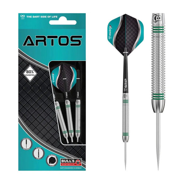Bull's DE Artos AR1 Mint Green 80% Tungsten Steel Tip Darts-1-22 GRAM-Premier Darts