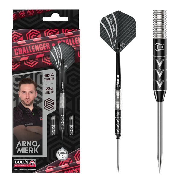 Bull's DE Challenger Arno Merk 90% Tungsten Steel Tip Darts-1-22 GRAM-Premier Darts