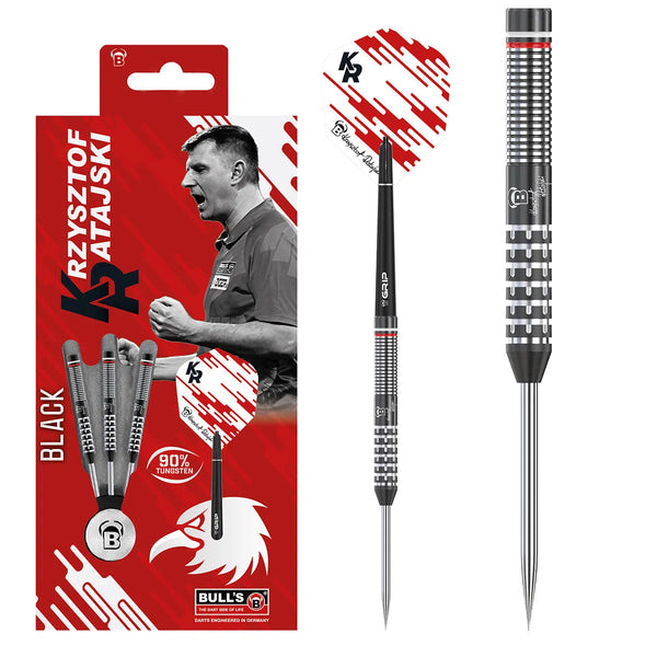 Bull's DE Krzysztof Ratajski Gen 2 Black Edition 90% Tungsten Steel Tip Darts-1-22 GRAM-Premier Darts