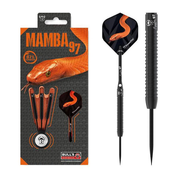 Bull's DE Mamba 97 M2 Black Titanium 97% Tungsten Steel Tip Darts-1-22 GRAM-Premier Darts