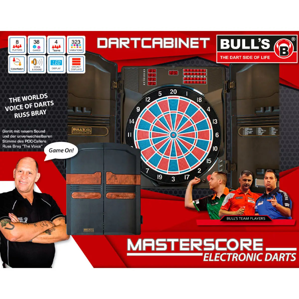 Bulls DE Master-Score Electronic Soft Tip Dart Board in Cabinet