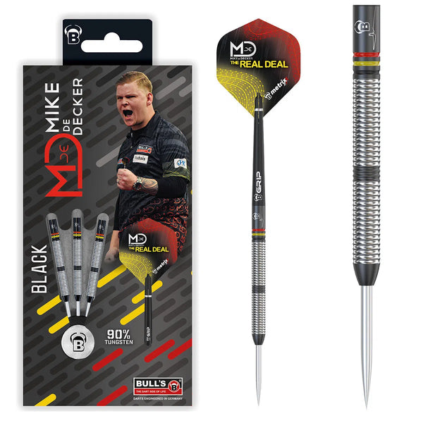 Bull's DE Mike De Decker Black Edition 90% Tungsten Steel Tip Darts-1-22 GRAM-Premier Darts