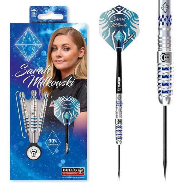 Bull's DE Sarah Milkowski Sapphire 90% Tungsten Steel Tip Darts-1-22 GRAM-Premier Darts