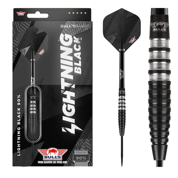 Bull's NL Lightning Black 90% Tungsten Steel Tip Darts-1-21 GRAM-Premier Darts