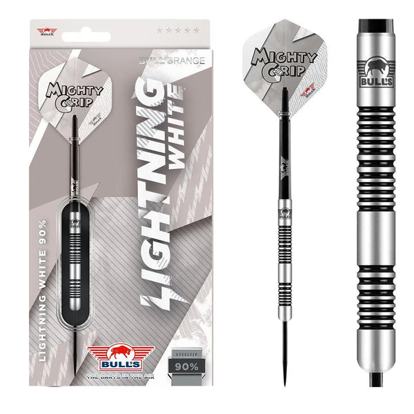 Bull's NL Lightning White 90% Tungsten Steel Tip Darts-1-21 GRAM-Premier Darts