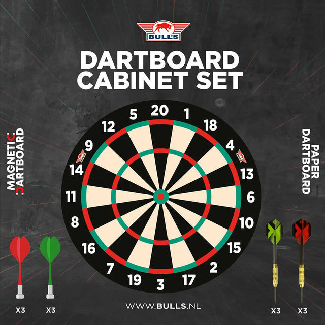 Bull's NL Magentic Paper Dartboard Cabinet Set