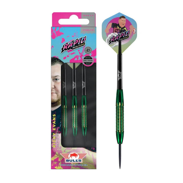 Bull's NL Ricky Evans Shell Coated Green Steel Tip Brass Darts-1-21 GRAM-Premier Darts