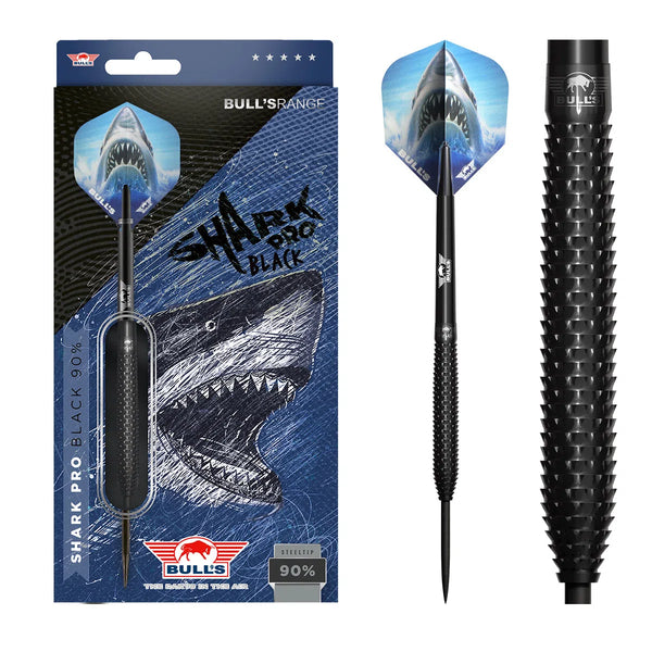 Bull's NL Shark Pro Black 90% Tungsten Steel Tip Darts-1-22 GRAM-Premier Darts