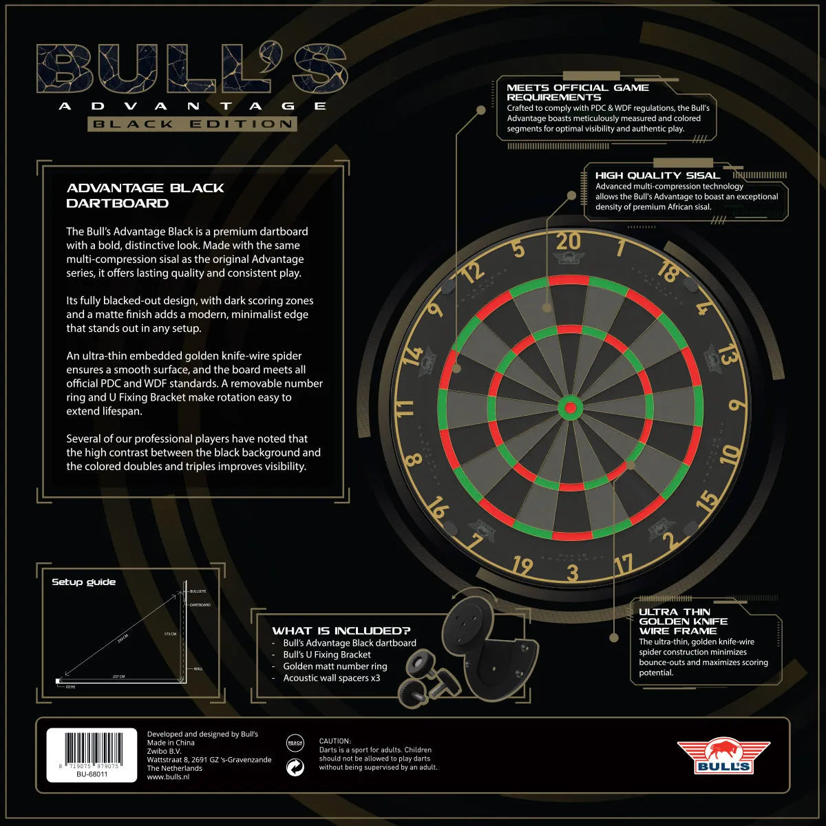 Bull's NL Advantage Black Professional Dartboard