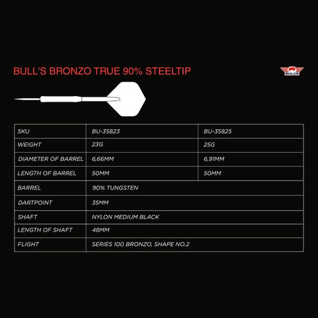 Bull's NL Bronzo True 90% Tungsten Steel Tip Darts