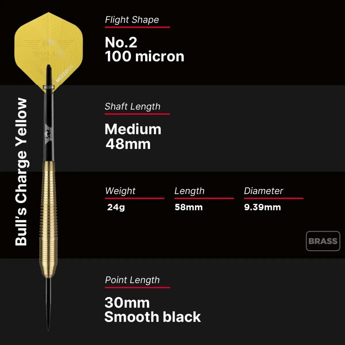Bull's NL Charge Yellow Brass Steel Tip Darts-12-22 GRAM-Premier Darts