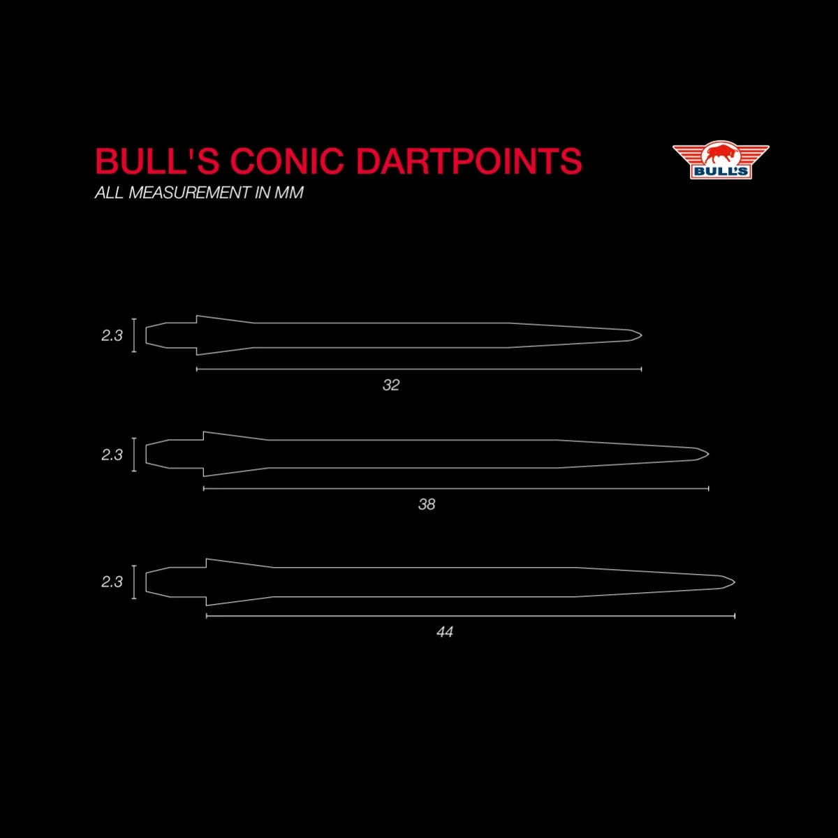 Bull's NL Conic Steel Dart Points