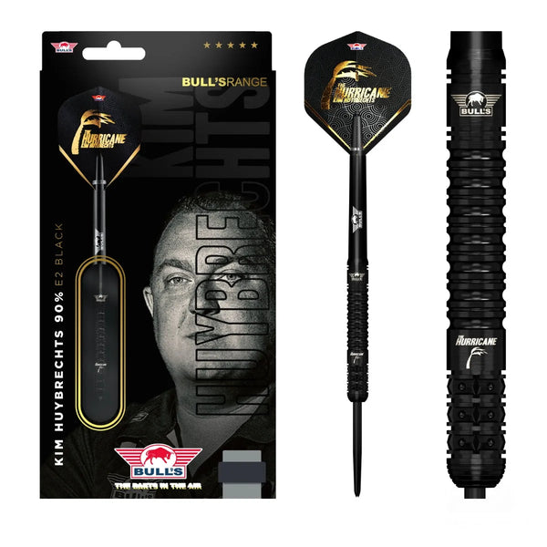 Bull's NL Kim Huybrechts E2 Black 90% Tungsten Steel Tip Darts-1-23 GRAM-Premier Darts