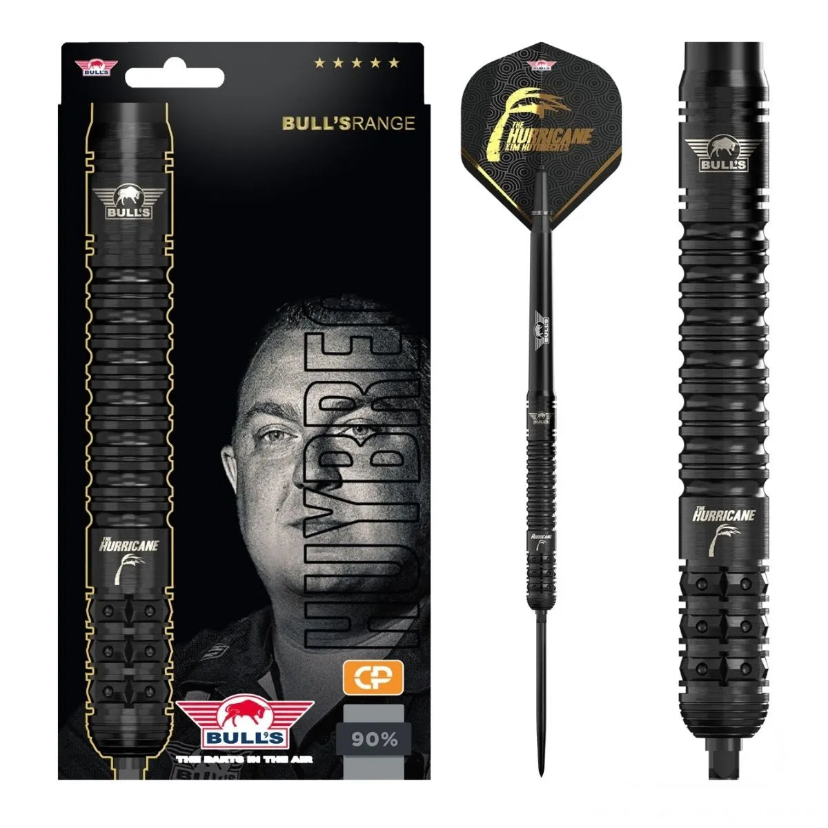 Bull's NL Kim Huybrechts E2 Black CP 90% Tungsten Steel Tip Darts-1-23 GRAM-Premier Darts